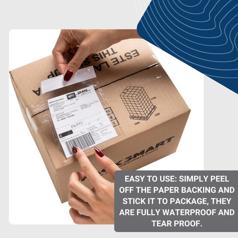 US PACK SMART 100 Units, 4.5"x5.5" Clear Packing List Shipping Pouches – Heavy Duty Self-Sealing Adhesive Envelopes, Waterproof & Tear-Proof – Ideal for Labels, Invoices & Documents - Image 3